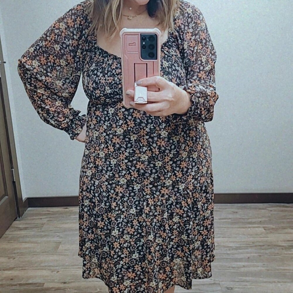 Maurices Smocked Long Sleeve Dress